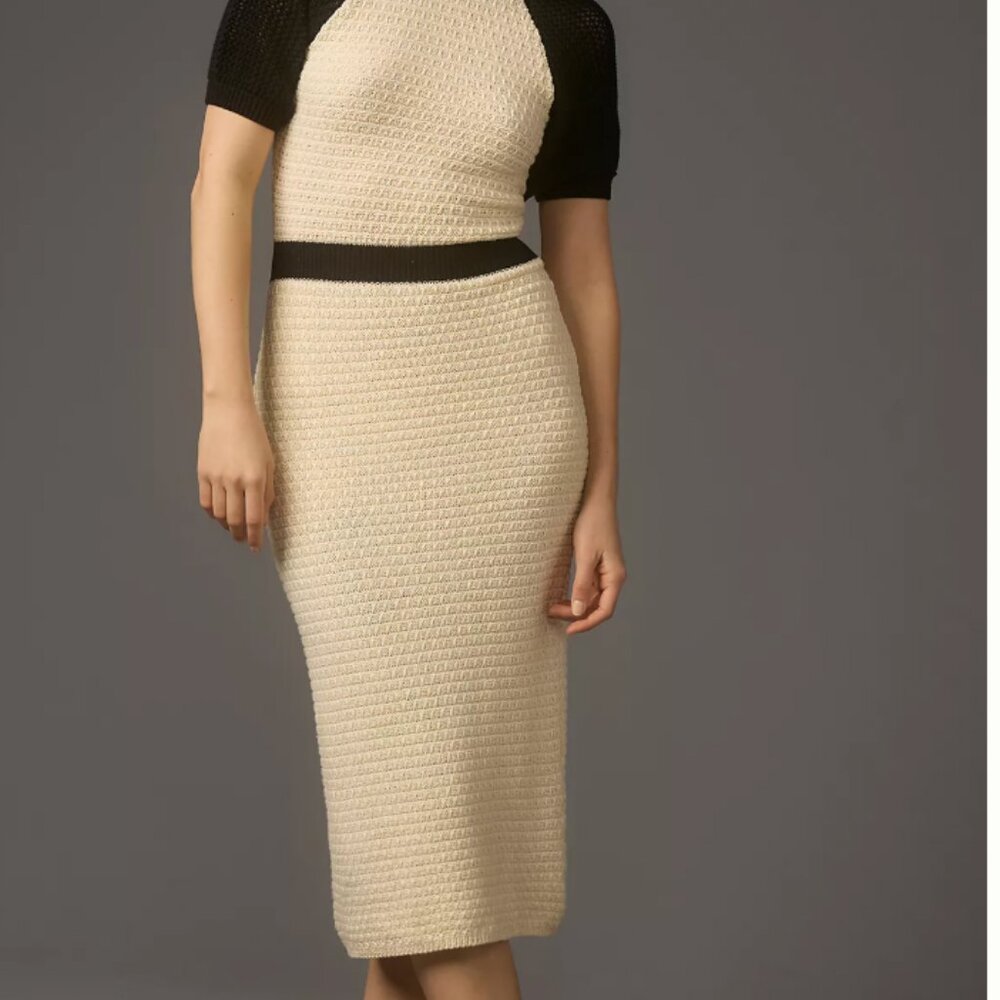 NWT Anthropologie Daily Practice Black and Cream Knit Dress - S